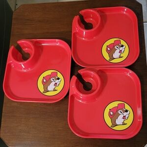 Buc-ee's Red Snack Plates with Cartoon Logo